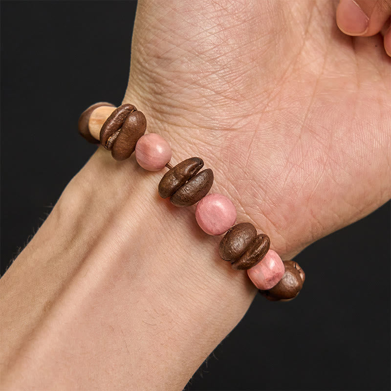 Buddha Stones Handgemachtes Armband aus natürlichen Kaffeebohnen und unregelmäßigen Steinen - image 5