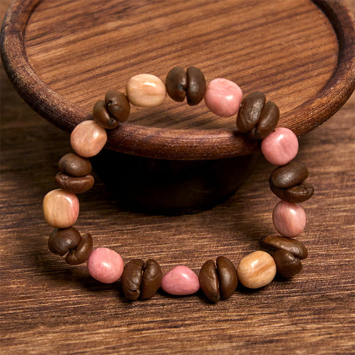 Buddha Stones Handgemachtes Armband aus natürlichen Kaffeebohnen und unregelmäßigen Steinen - image 2