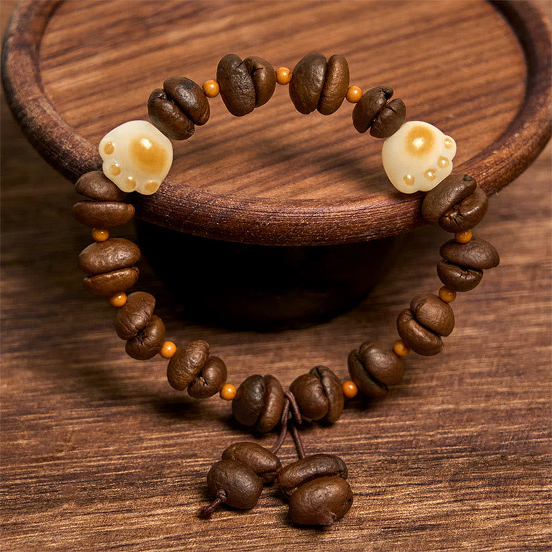 Buddha Stones, handgefertigt, natürliche Kaffeebohnen, Katzenkopf, Bodhi-Samen, Kralle, Pfote, Friedensarmband - image 16