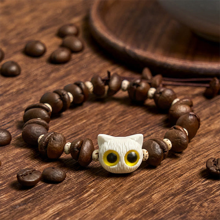 Buddha Stones, handgefertigt, natürliche Kaffeebohnen, Katzenkopf, Bodhi-Samen, Kralle, Pfote, Friedensarmband - image 10