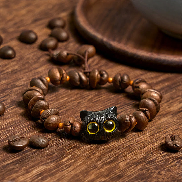 Buddha Stones, handgefertigt, natürliche Kaffeebohnen, Katzenkopf, Bodhi-Samen, Kralle, Pfote, Friedensarmband - image 2