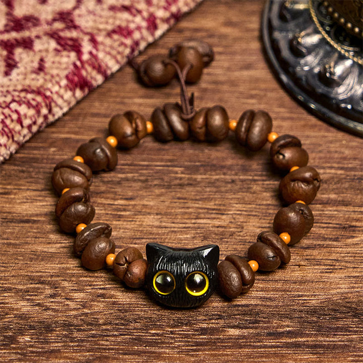 Buddha Stones, handgefertigt, natürliche Kaffeebohnen, Katzenkopf, Bodhi-Samen, Kralle, Pfote, Friedensarmband - image 3