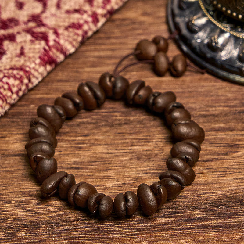Buddha Stones Handgemachtes Armband aus natürlichen Kaffeebohnen - Kaffeebohnen-Anhänger (Handgelenkumfang 14–17 cm) - image 1