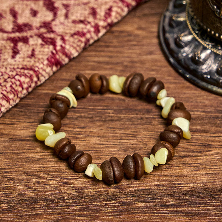 Buddha Stones Handgemachtes Armband aus natürlichen Kaffeebohnen, Amethyst, Citrin, Amazonit und unregelmäßigem Kristall - Jade-Kaffeebohnen (Handgelenkumfang 14–17 cm) - image 46