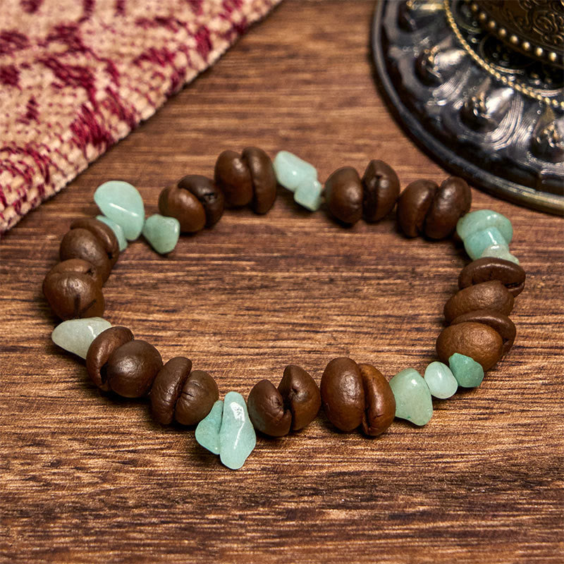 Buddha Stones Handgemachtes Armband aus natürlichen Kaffeebohnen, Amethyst, Citrin, Amazonit und unregelmäßigem Kristall - Amazonit-Kaffeebohnen (Handgelenkumfang 14–17 cm) - image 11
