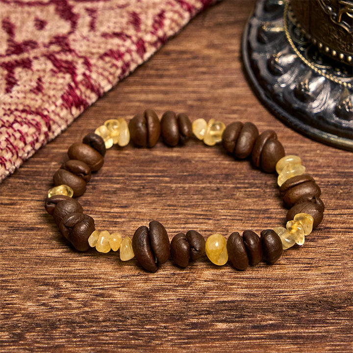 Buddha Stones Handgemachtes Armband aus natürlichen Kaffeebohnen, Amethyst, Citrin, Amazonit und unregelmäßigem Kristall - Citrin-Kaffeebohnen (Handgelenkumfang 14–17 cm) - image 6