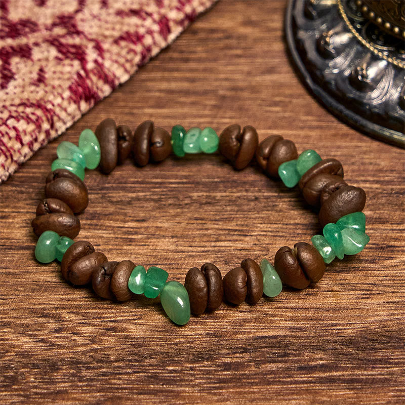 Buddha Stones Handgemachtes Armband aus natürlichen Kaffeebohnen, Amethyst, Citrin, Amazonit und unregelmäßigem Kristall - Grüne Aventurin-Kaffeebohnen (Handgelenkumfang 14–17 cm) - image 26