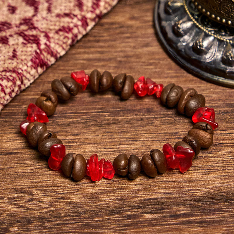 Buddha Stones Handgemachtes Armband aus natürlichen Kaffeebohnen, Amethyst, Citrin, Amazonit und unregelmäßigem Kristall - Rote Kristallkaffeebohnen (Handgelenkumfang 14–17 cm) - image 41