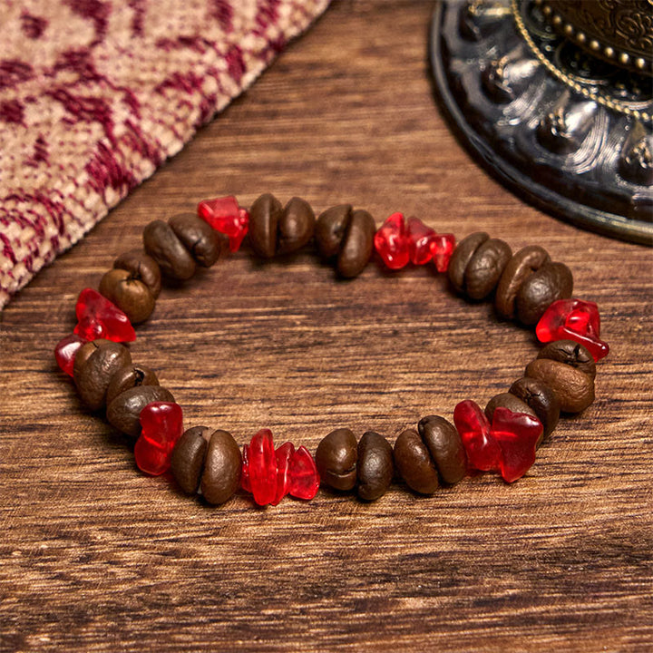 Buddha Stones Handgemachtes Armband aus natürlichen Kaffeebohnen, Amethyst, Citrin, Amazonit und unregelmäßigem Kristall - Rote Kristallkaffeebohnen (Handgelenkumfang 14–17 cm) - image 41