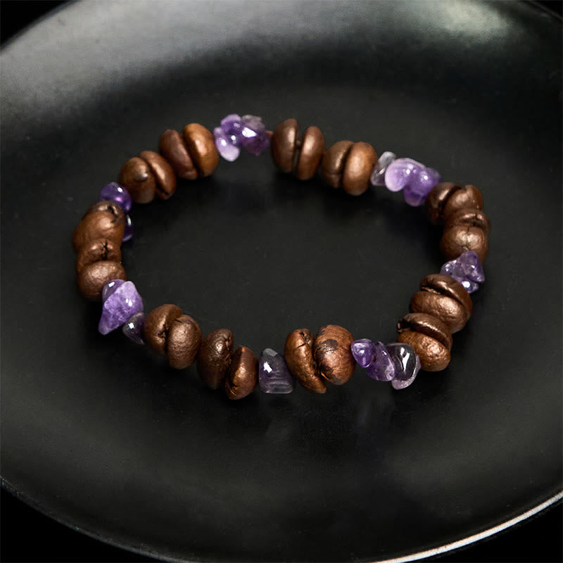 Buddha Stones Handgemachtes Armband aus natürlichen Kaffeebohnen, Amethyst, Citrin, Amazonit und unregelmäßigem Kristall - image 4
