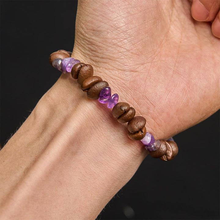 Buddha Stones Handgemachtes Armband aus natürlichen Kaffeebohnen, Amethyst, Citrin, Amazonit und unregelmäßigem Kristall - image 5