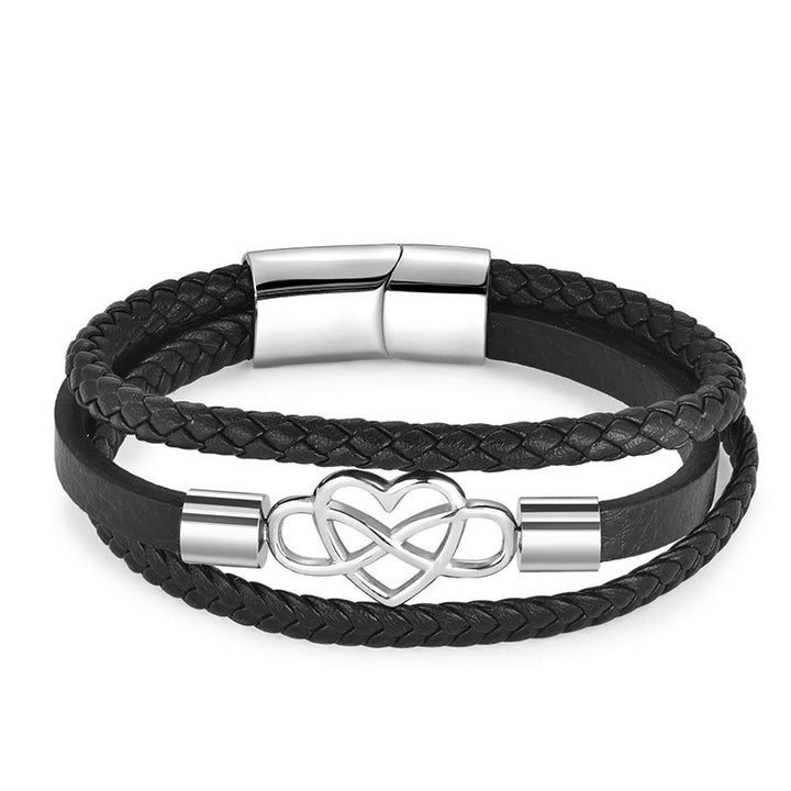 Buddha Stones Geometrisches Leder Titan Stahl Verstärkungsschnalle Armband - image 4