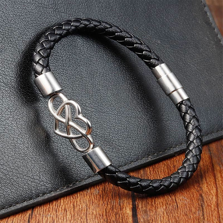 Buddha Stones Geometrisches Leder Titan Stahl Verstärkungsschnalle Armband - image 10