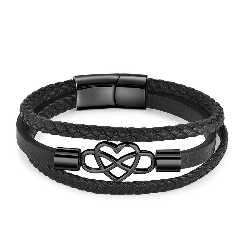 Buddha Stones Geometrisches Leder Titan Stahl Verstärkungsschnalle Armband - Mehrschichtig, Schwarz (Handgelenkumfang 19 cm) - image 7