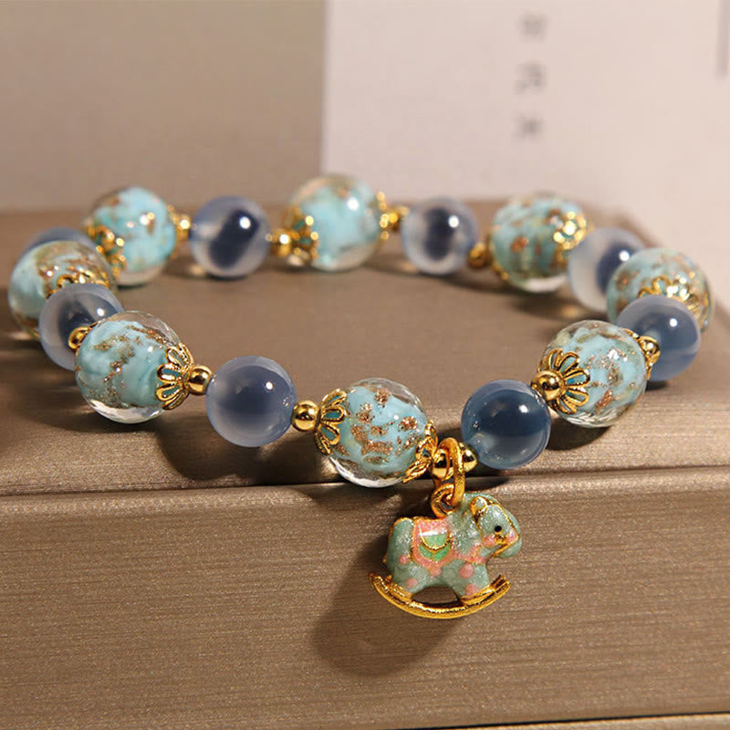 Buddha Stones Armband mit natürlichem Candy-Achat und weißem Kristall, Pferdestärke - image 3