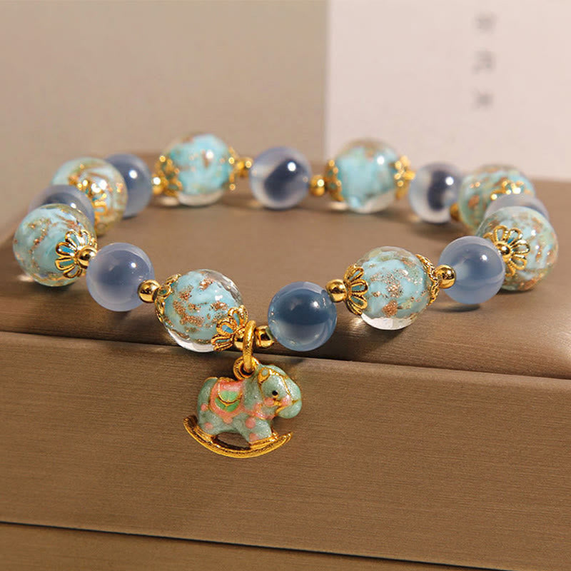 Buddha Stones Armband mit natürlichem Candy-Achat und weißem Kristall, Pferdestärke - image 2