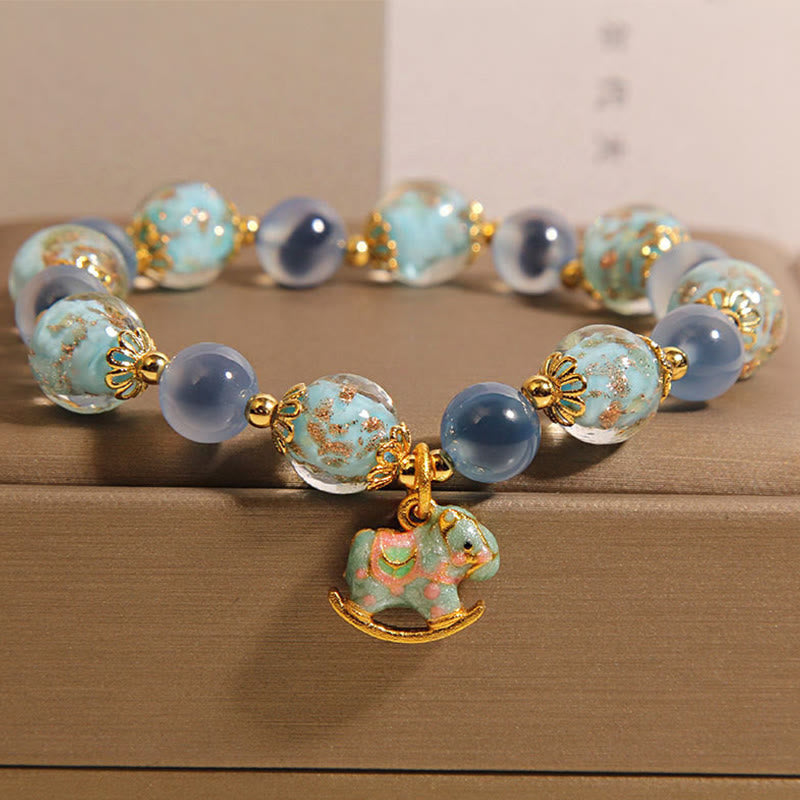 Buddha Stones Armband mit natürlichem Candy-Achat und weißem Kristall, Pferdestärke - Candy-Achat (Handgelenkumfang: 15–19 cm) - image 1