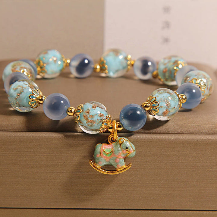 Buddha Stones Armband mit natürlichem Candy-Achat und weißem Kristall, Jahr des Pferdes - Candy-Achat (Handgelenkumfang: 15–19 cm) - image 0