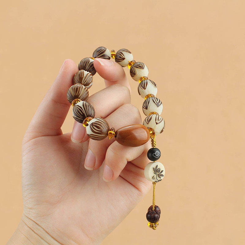 Buddha Stones Tibetisches Mala-Armband mit weißem Bodhi-Samen - image 5