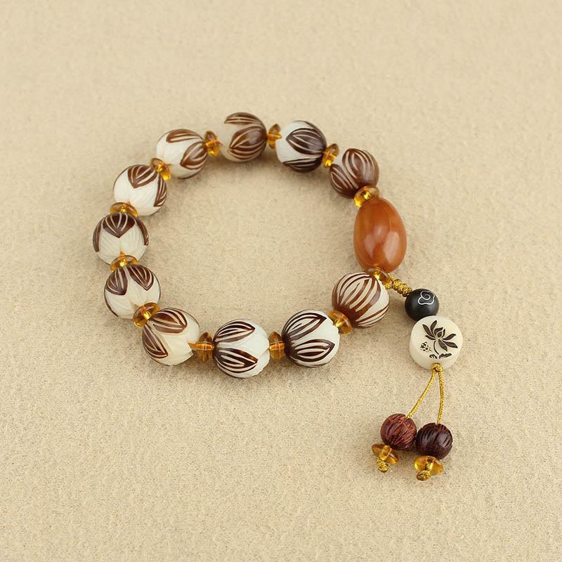 Buddha Stones Tibetisches Mala-Armband mit weißem Bodhi-Samen - image 2