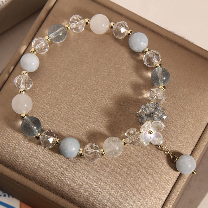 Buddha Stones Aquamarin Gelb Katzenauge Stein Blume Peace Armband - image 2