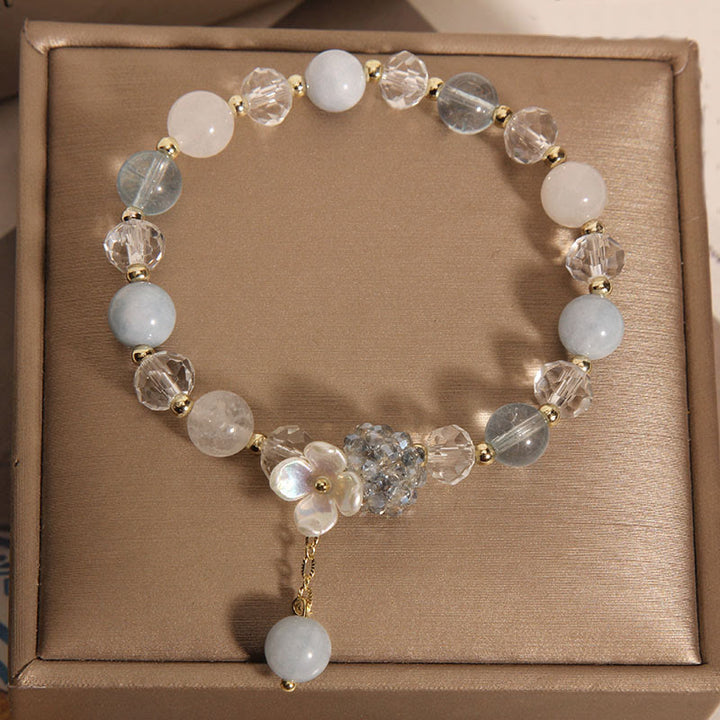 Buddha Stones Aquamarin Gelb Katzenauge Stein Blume Peace Armband - image 3