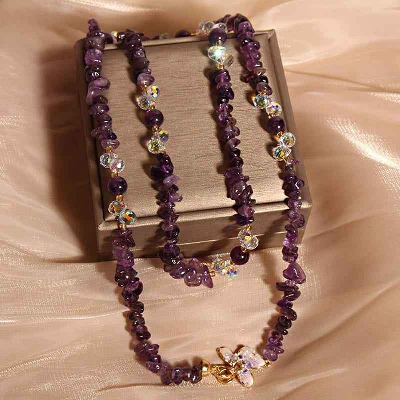 Buddha Stones Schmetterling Blume Amethyst Erdbeere Quarz Balance Halskette Anhänger - image 2
