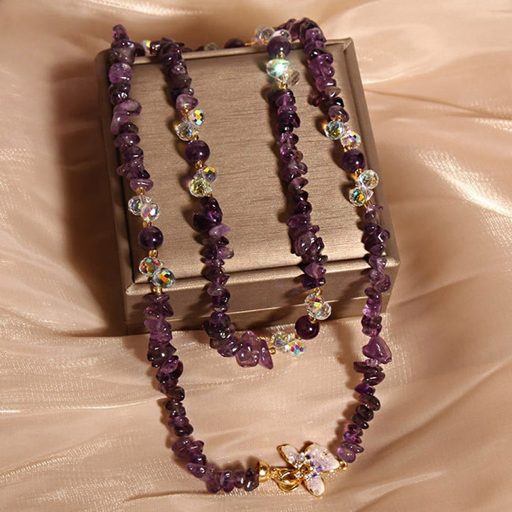Buddha Stones Schmetterling Blume Amethyst Erdbeere Quarz Balance Halskette Anhänger - image 2