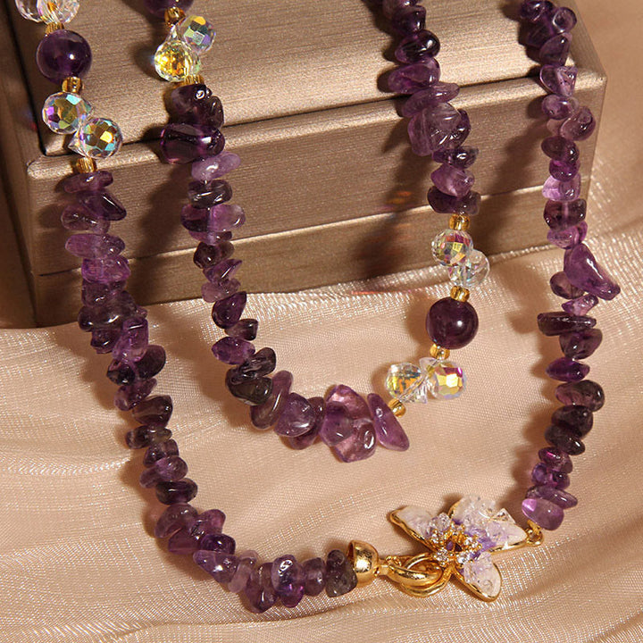Buddha Stones Schmetterling Blume Amethyst Erdbeere Quarz Balance Halskette Anhänger - image 5