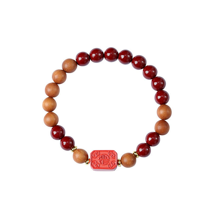 Buddha Stones Zinnober Holzperlen Lotus Fu Charakter Segen Armband - image 10