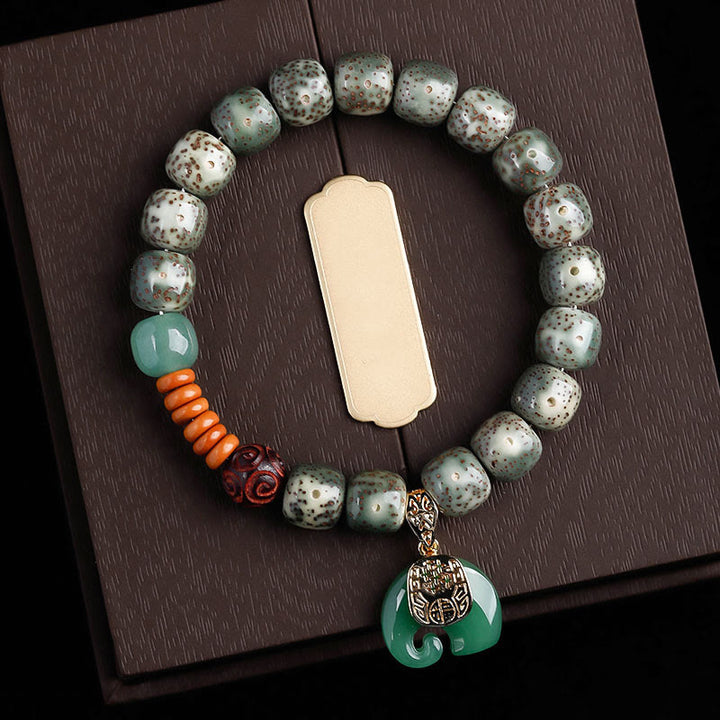 Buddha Stones, handpoliert, Stern, Mond, Bodhi-Samen, Elefantenmuster, innerer Frieden, Armband - Grüner Sternmond-Bodhi-Samen und grüner Elefant (Handgelenkumfang: 14–16 cm) - image 16