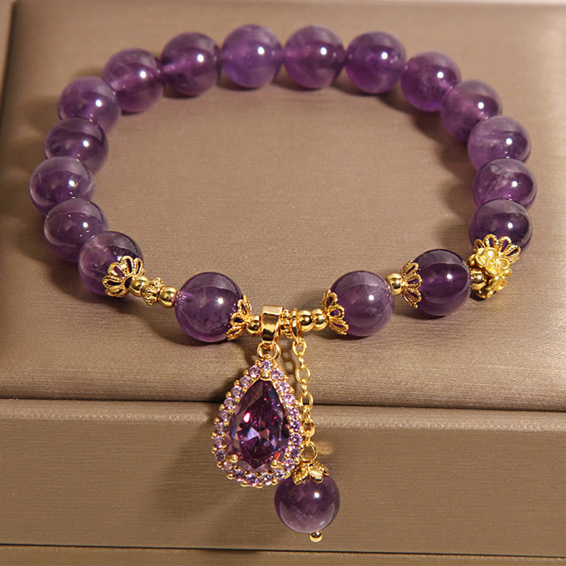 Buddha Stones Natürliches Amethyst-Wassertropfen-Balance-Armband - image 2