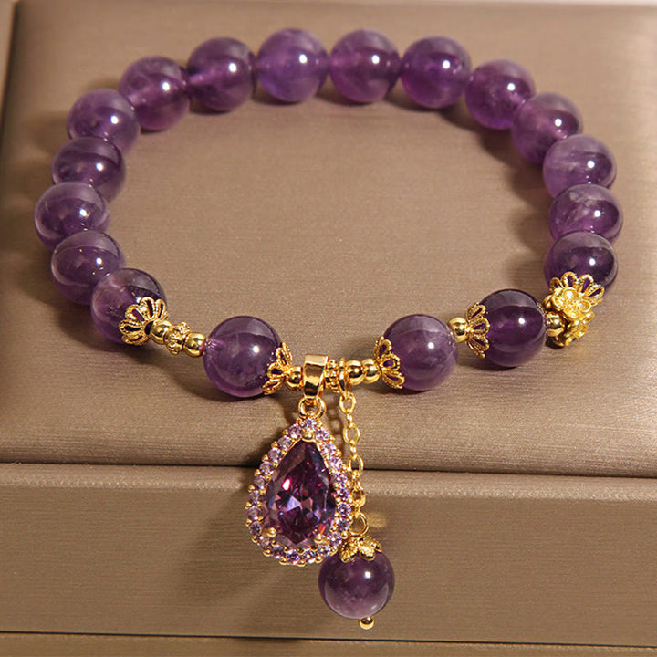 Buddha Stones Natürliches Amethyst-Wassertropfen-Balance-Armband - image 2