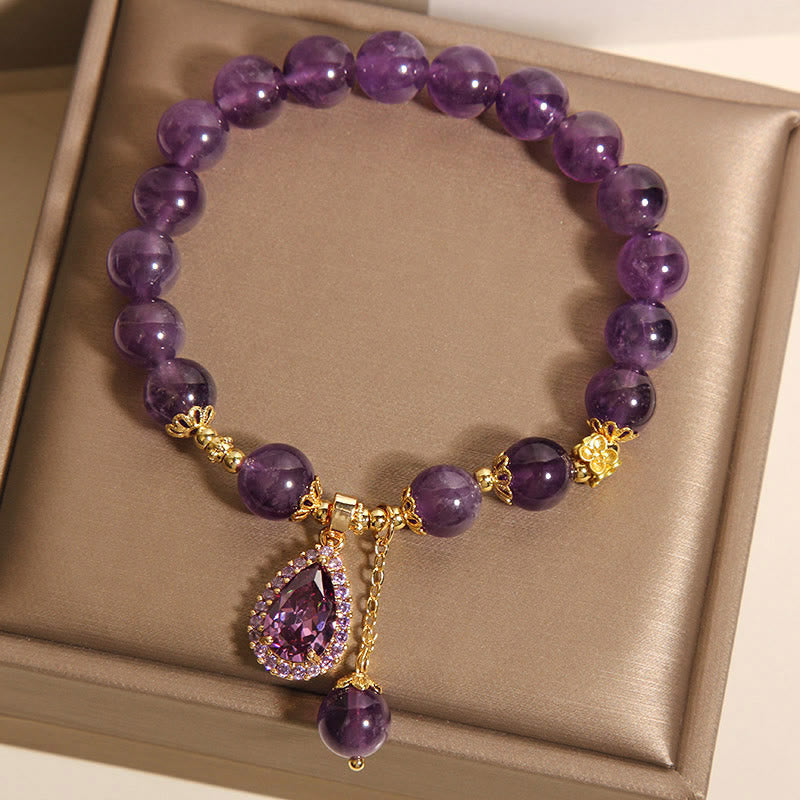Buddha Stones Natürliches Amethyst-Wassertropfen-Balance-Armband - image 7