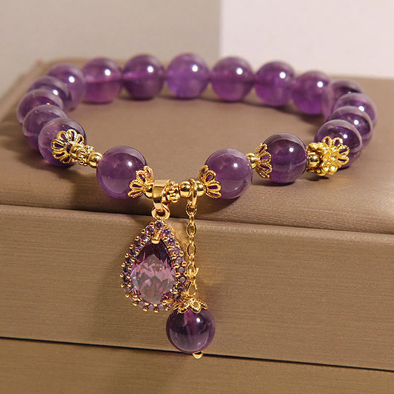 Buddha Stones Natürliches Amethyst-Wassertropfen-Balance-Armband - image 5