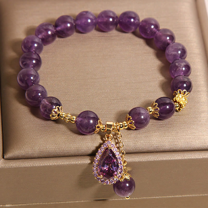 Buddha Stones Natürliches Amethyst-Wassertropfen-Balance-Armband - image 3