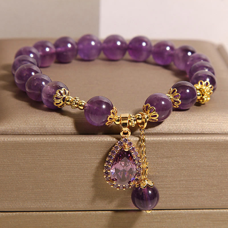 Buddha Stones Natürliches Amethyst-Wassertropfen-Balance-Armband - Amethyst (Handgelenkumfang: 17 cm) - image 1