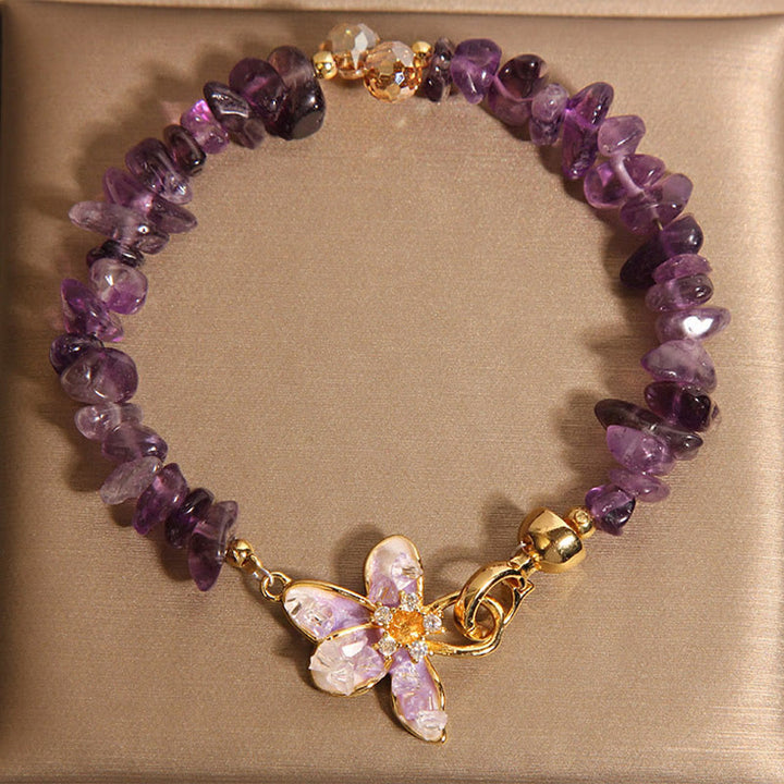 Buddha Stones Natürlicher unregelmäßiger Kies Amethyst Blauer Kristall Glyzinien Balance Armband - Amethyst (Handgelenkumfang: 15–19 cm) - image 1