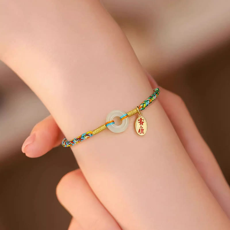 Buddha Stones Handgemachtes Peace Buckle Jade Prosperity 925 Sterling Silber Buntes Seilarmband - image 10