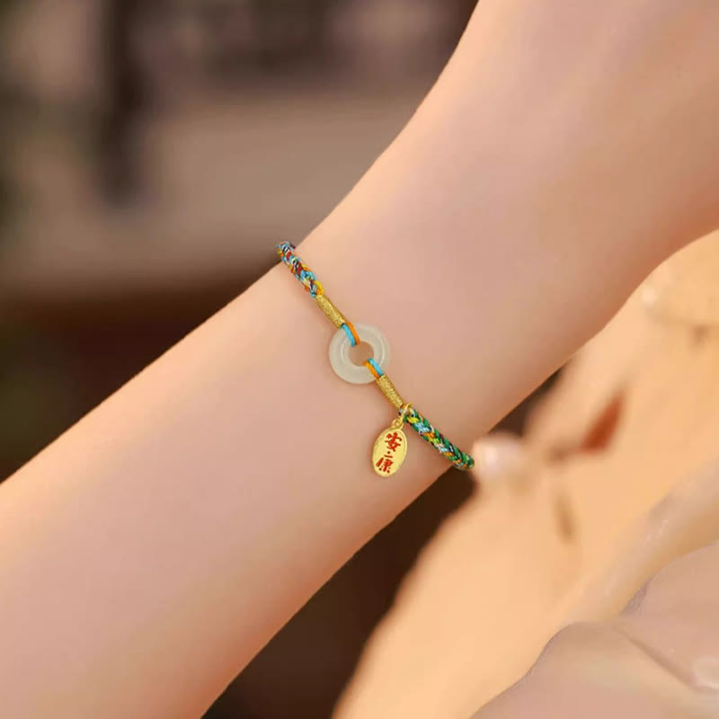 Buddha Stones Handgemachtes Peace Buckle Jade Prosperity 925 Sterling Silber Buntes Seilarmband - image 11