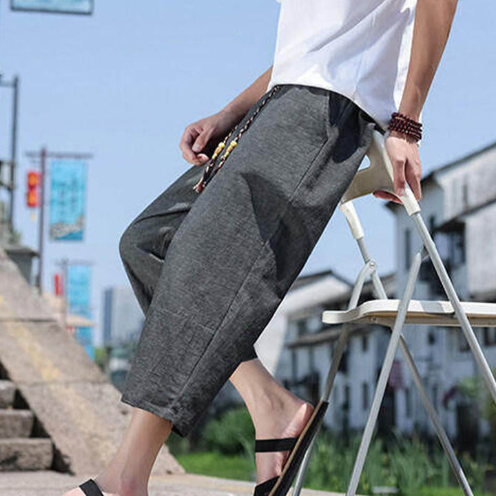 Buddha Stones Lässige Spandexhose mit gewebten Perlen und Seilen in der Taille, Länge 7–8, mit Taschen - image 8
