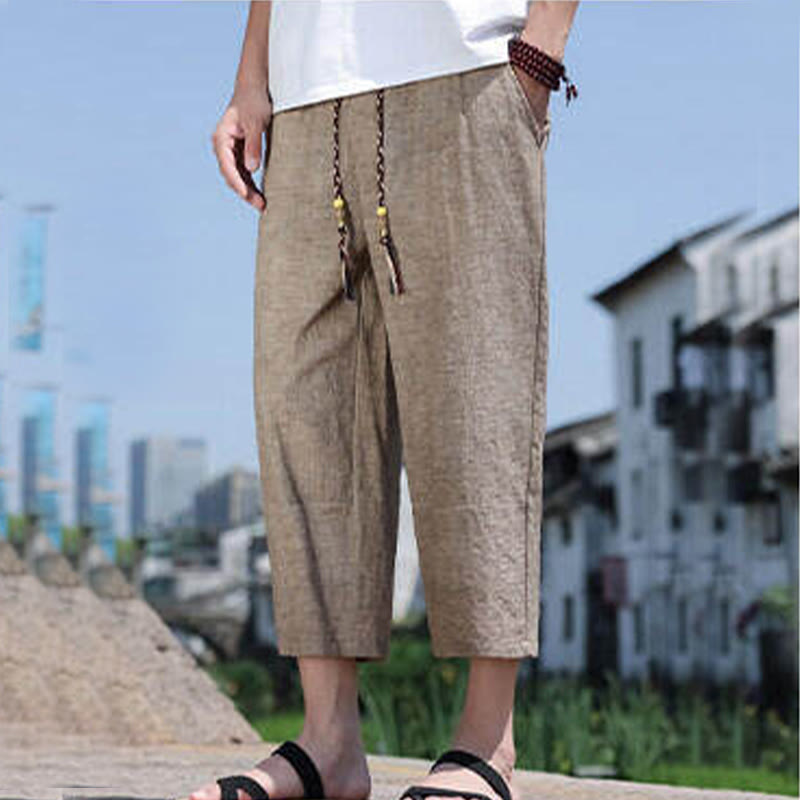 Buddha Stones Lässige Spandexhose mit gewebten Perlen und Seilen in der Taille, Länge 7–8, mit Taschen - image 14