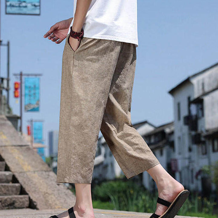 Buddha Stones Lässige Spandexhose mit gewebten Perlen und Seilen in der Taille, Länge 7–8, mit Taschen - image 14