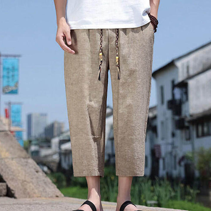 Buddha Stones Lässige Spandexhose mit gewebten Perlen und Seilen in der Taille, Länge 7–8, mit Taschen - Bräunen - US/ UK/AU46,EU56 (5XL) - image 12