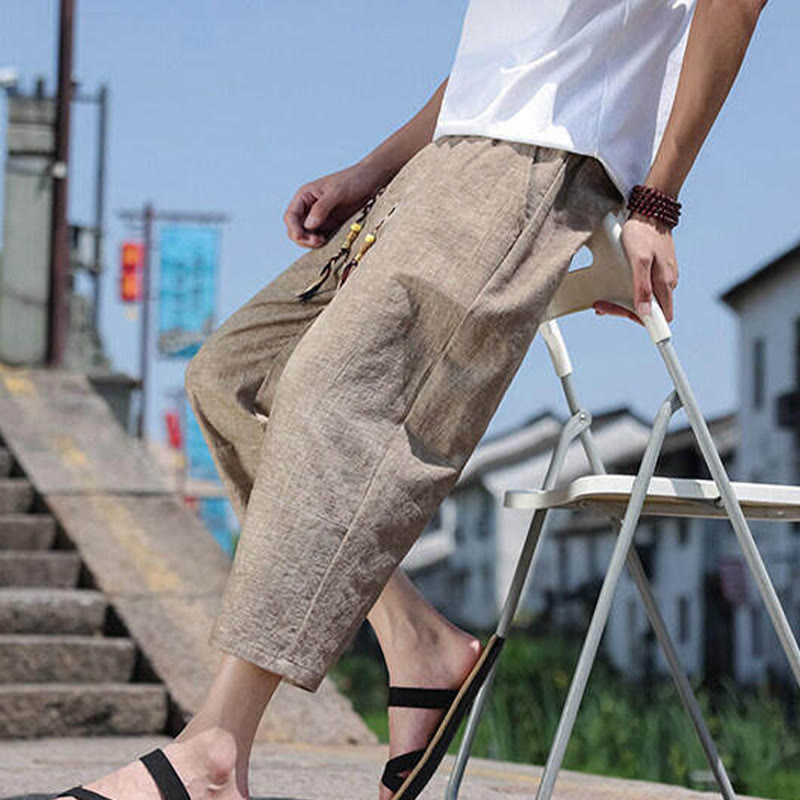 Buddha Stones Lässige Spandexhose mit gewebten Perlen und Seilen in der Taille, Länge 7–8, mit Taschen - image 16