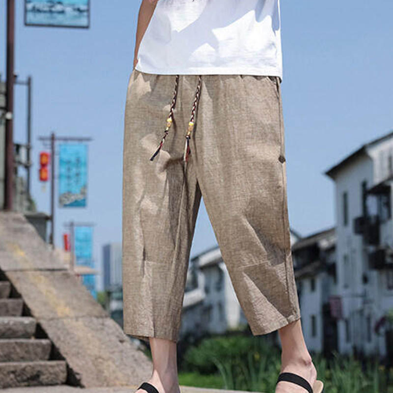Buddha Stones Lässige Spandexhose mit gewebten Perlen und Seilen in der Taille, Länge 7–8, mit Taschen - image 15