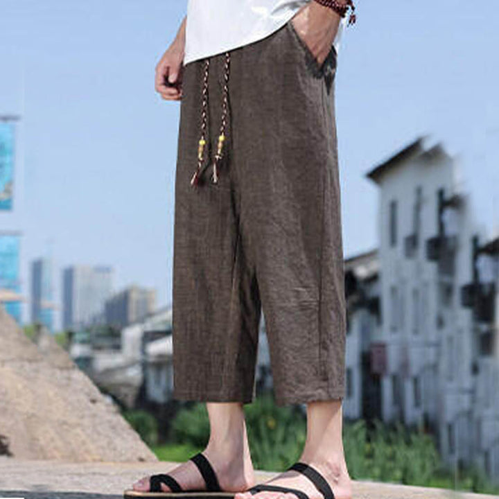 Buddha Stones Lässige Spandexhose mit gewebten Perlen und Seilen in der Taille, Länge 7–8, mit Taschen - Sattelbraun - US/ UK/AU46, EU56 (5XL) - image 18