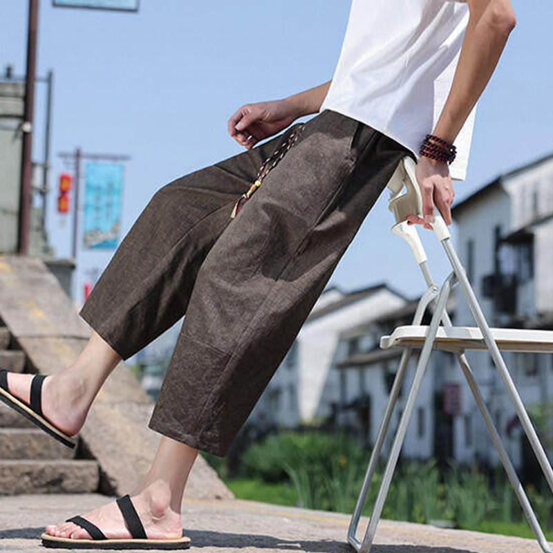 Buddha Stones Lässige Spandexhose mit gewebten Perlen und Seilen in der Taille, Länge 7–8, mit Taschen - image 23