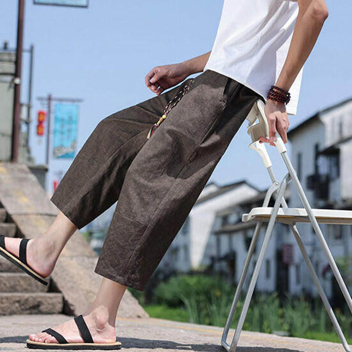 Buddha Stones Lässige Spandexhose mit gewebten Perlen und Seilen in der Taille, Länge 7–8, mit Taschen - image 23