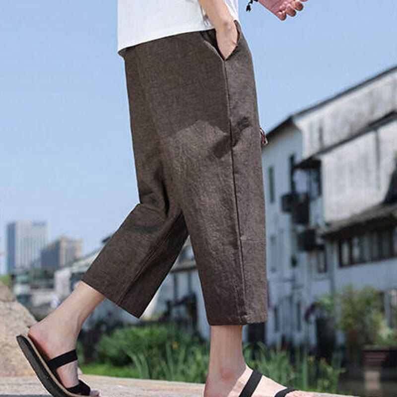 Buddha Stones Lässige Spandexhose mit gewebten Perlen und Seilen in der Taille, Länge 7–8, mit Taschen - image 22